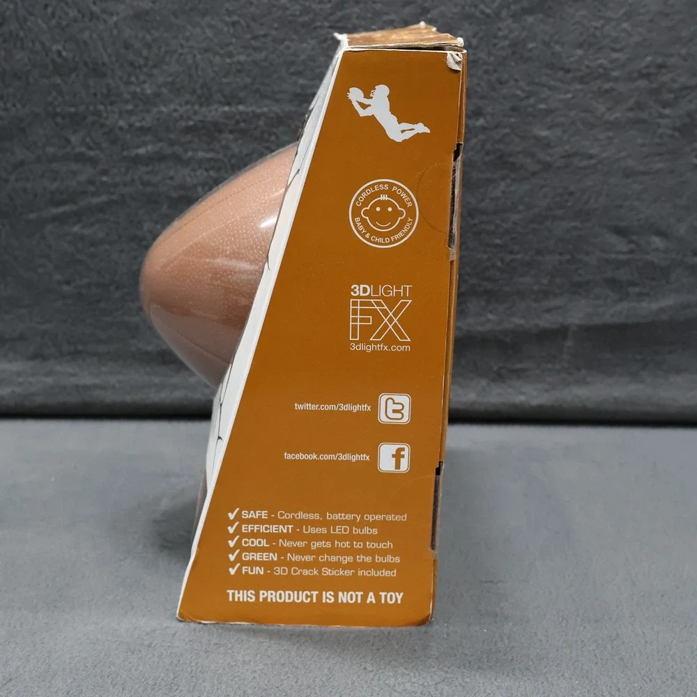3D Deco Light Football Night Lamp Wireless Battery Operated Crack Sticker Incl.